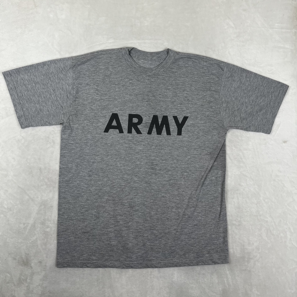 Vintage Army T-Shirt Mens XL Gray Reflective Graphic Double Sided Military Tee